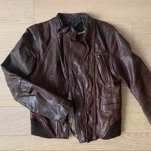 Erin Brynie chocolate leather Moto jacket - Small